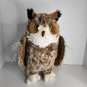 Douglas Einstein Great Horned Owl Plush Stuffed Animal Brown Realistic 10"